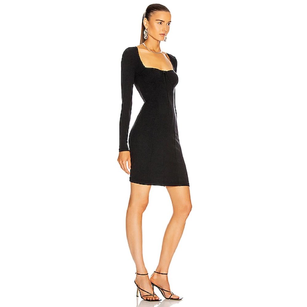 Jonathan Simkhai Standard Pia Bustier Ribbed Mini Dress in Black Size M - Picture 5 of 12